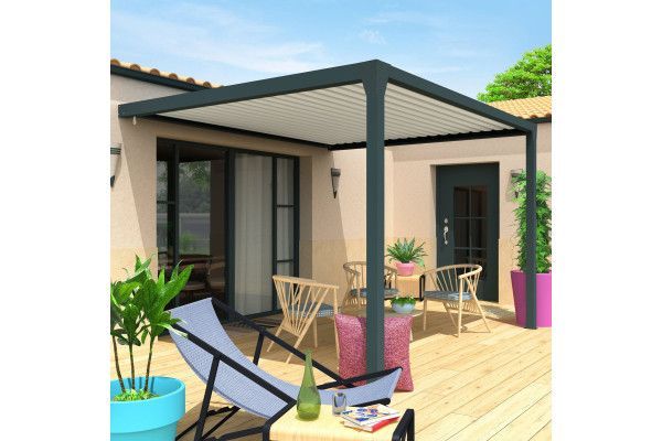 Pergola bioclimatique Orilon 1 Motorisée à télécommande bicolore 3.50m x 4.00m - Orilon - Spécialiste de stores, pergolas 2