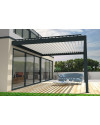 Pergola bioclimatique Agate parallèle à lames orientables - Armature gris Anthracite et lames blanc satiné - Orilon