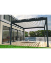 Pergola bioclimatique Agate autoportée à lames orientables - Armature gris Anthracite et lames blanc satiné - Orilon