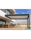 Pergola bioclimatique Améthyste perpendiculaire à lames orientables - Armature gris Anthracite et lames blanc satiné - Orilon