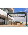 Pergola bioclimatique Améthyste autoportée à lames orientables - Armature gris Anthracite et lames blanc satiné - Orilon