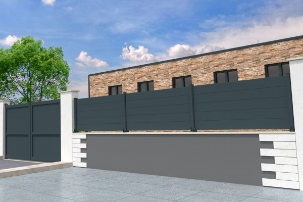  Portail battant plein en aluminium