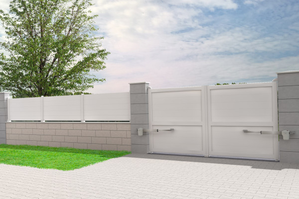 Portail battant Plein en aluminium - Gris anthracite - vue intérieur - Orilon 2