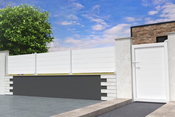 Portillon Plein en aluminium - Gris Anthracite - vue extérieur - Orilon 2