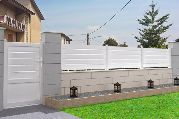 Portillon Mixte en aluminium - Gris Anthracite - vue extérieur- Orilon 2