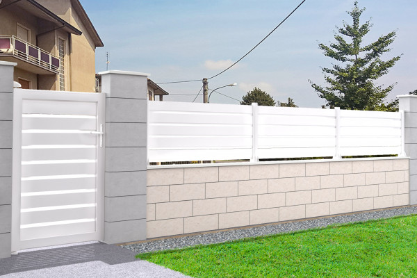 Portillon Ajouré en aluminium - Blanc Satiné - vue intérieur - Orilon