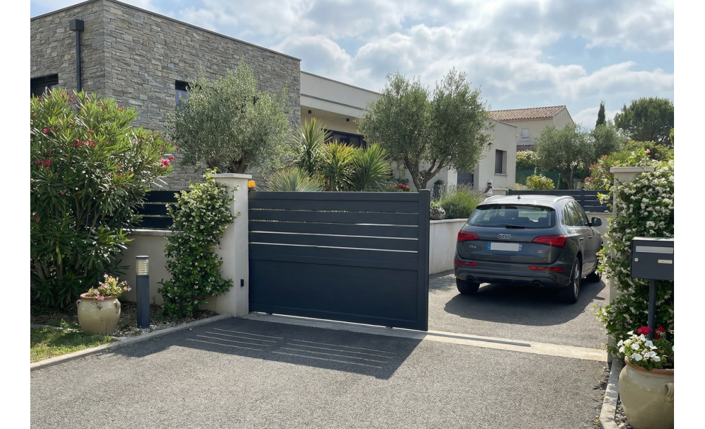 Portail coulissant mixte