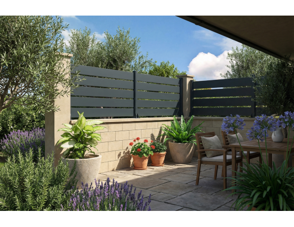 Cloture Ranch Panneau Ajouré PB06 - Ral7016 Gris Anthracite - ORILON