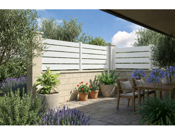 Cloture Ranch Panneau Ajouré PB06 - Ral9010 Blanc pur Satiné - ORILON