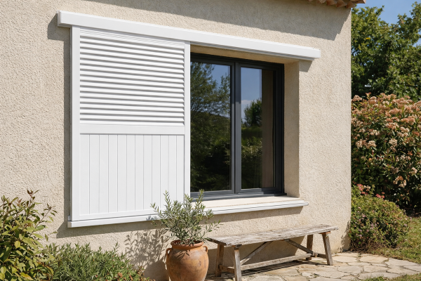 Volet coulissant un vantail en aluminium Ral 7016 - Orilon 2