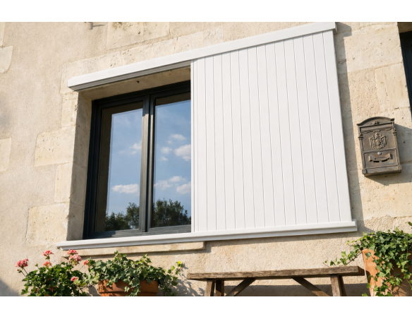 Volet coulissant un vantail en aluminium Ral 9010 plein - Orilon