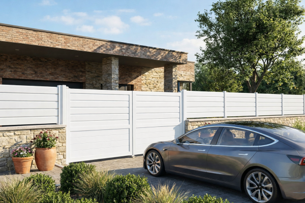 Portail battant Mixte en aluminium - RAL7016 - vue extérieur - Orilon 2