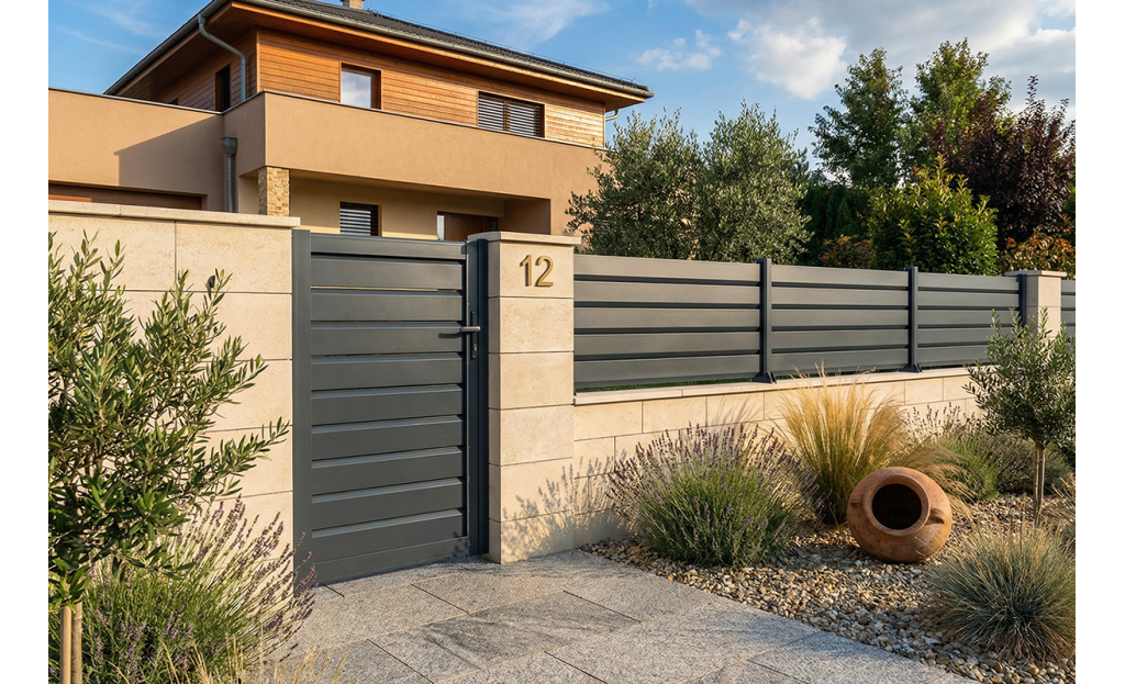 Portillon Ajouré en aluminium - Gris Anthracite - Orilon