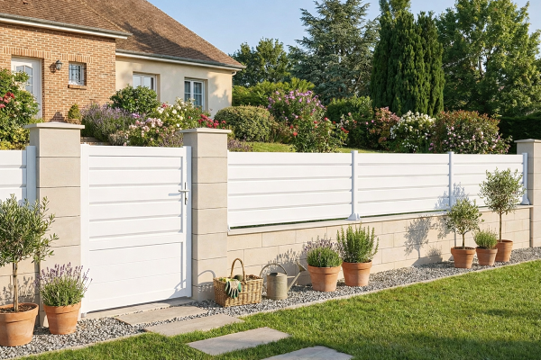 Portillon Mixte en aluminium - Gris Anthracite - vue extérieur- Orilon 2