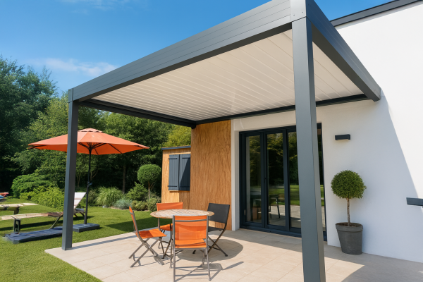 Pergola bioclimatique Améthyste perpendiculaire à lames orientables