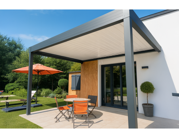Pergola bioclimatique Améthyste perpendiculaire à lames orientables