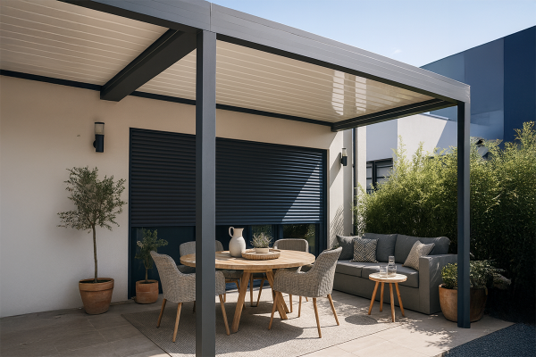 Pergola bioclimatique Améthyste parallèle à lames orientables