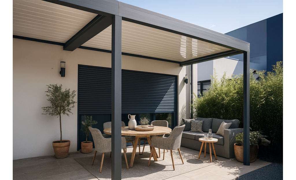 Pergola bioclimatique Améthyste parallèle à lames orientables