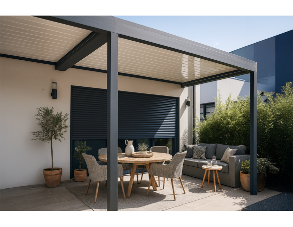 Pergola bioclimatique Améthyste parallèle à lames orientables
