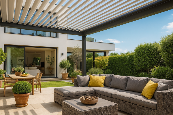 Pergola bioclimatique Améthyste parallèle à lames orientables 2