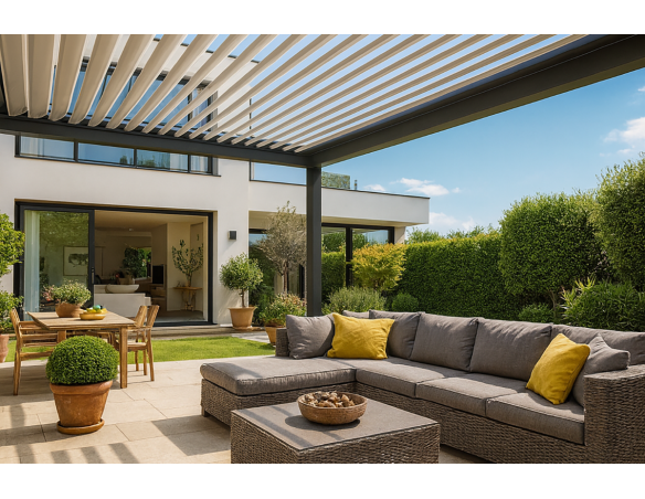 Pergola bioclimatique Améthyste parallèle à lames orientables