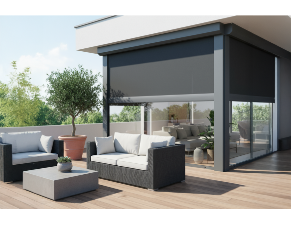 Coffre à coulisses vertical bleu 115 pour pergola Orilon