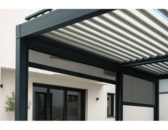 Coffre à coulisses vertical bleu 115 pour pergola Orilon