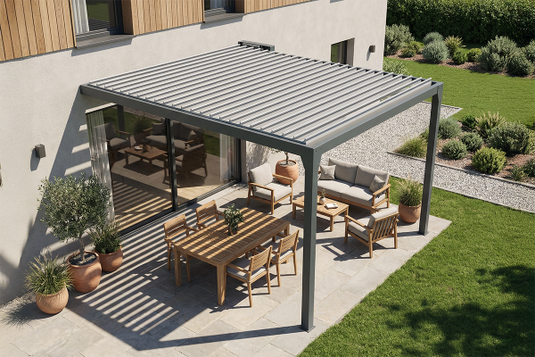 Pergola bioclimatique Jade Motorisée à télécommande bicolore 2