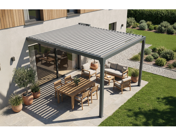 Pergola bioclimatique Jade Motorisée à télécommande bicolore