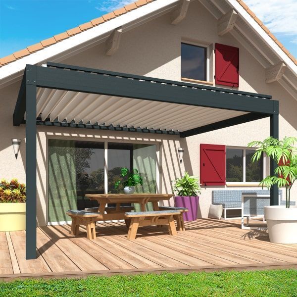 pergola aluminium bioclimatique AMÉTHYSTE Perpendiculaire