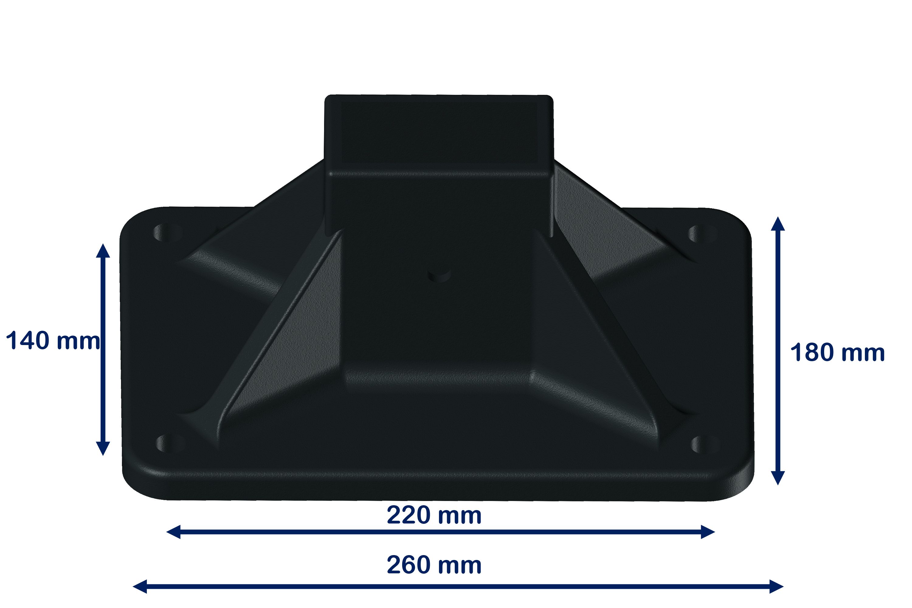 Encombrement du pied du Store Double Pente 265