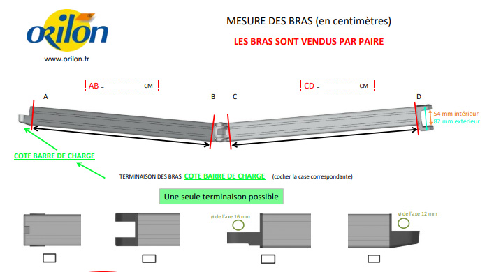 PDF pour mesurer les bras de votre store